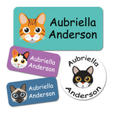 StacynKirill Personalized Name Labels for Kids Custom Stcikers Washable for Clothes and Gear Non Iron Waterproof for Kids Stuff Daycare Toddlers School Supplies Water Bottle Camp Cat Theme 137PCS