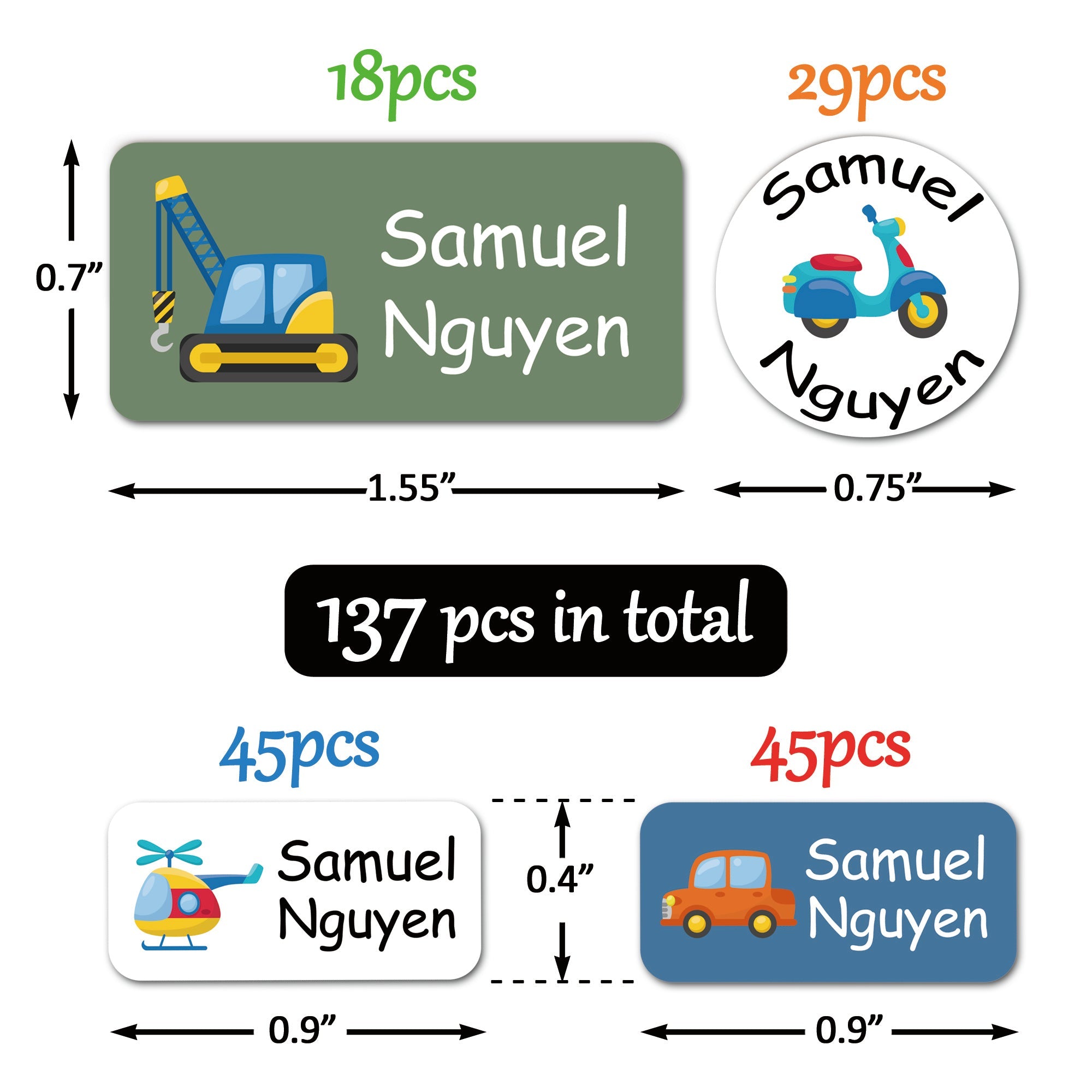 StacynKirill Personalized Name Labels for Kids Custom Stcikers Washable for Clothes and Gear Non Iron Waterproof for Kids Stuff Daycare Toddlers School Supplies Water Bottle Camp Fruit Theme 137PCS (Transport)Stacy & Kirill