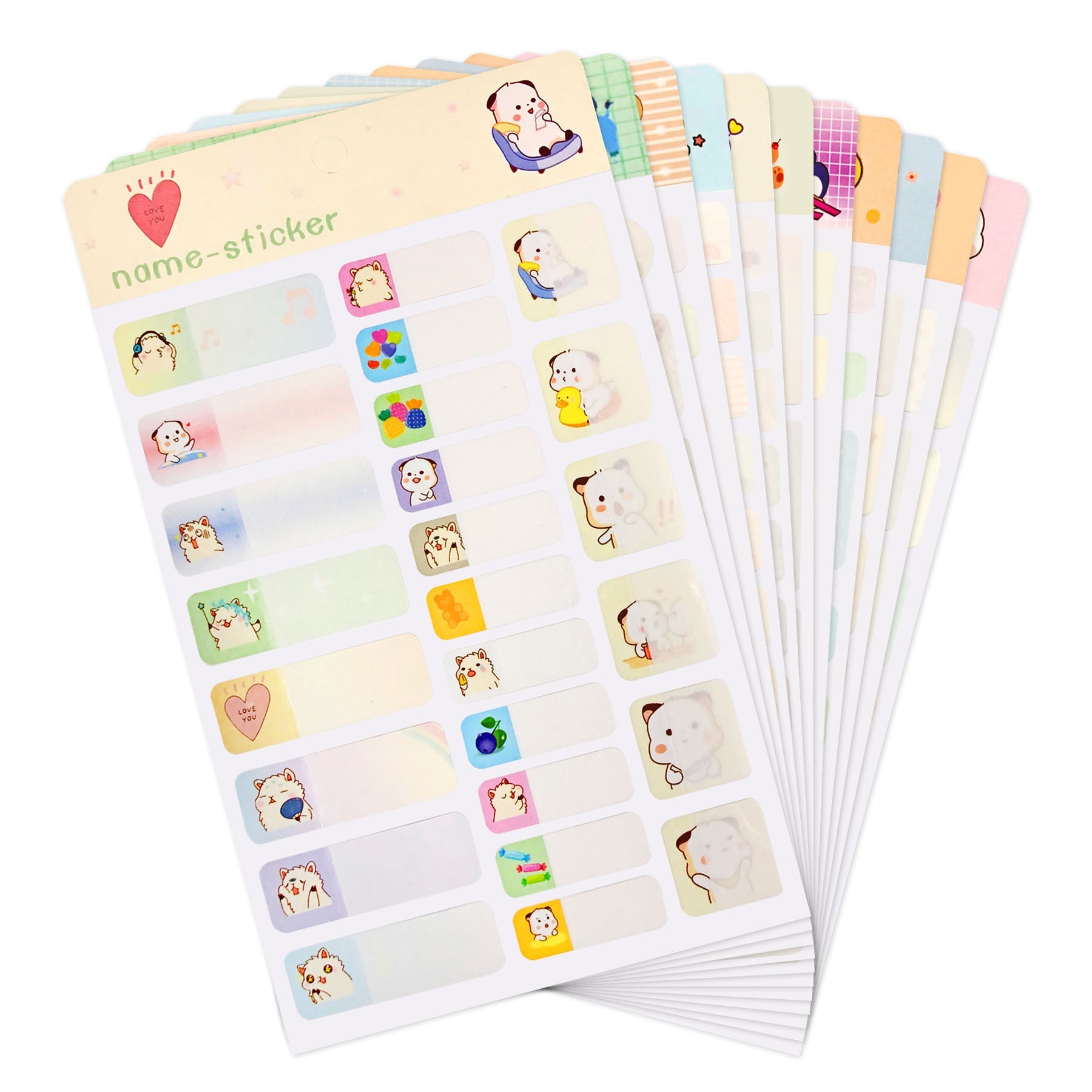 Set of 10 Sheets Different Cartoon Sticker Water Proof Blank Name Tag LabelStacy & Kirill