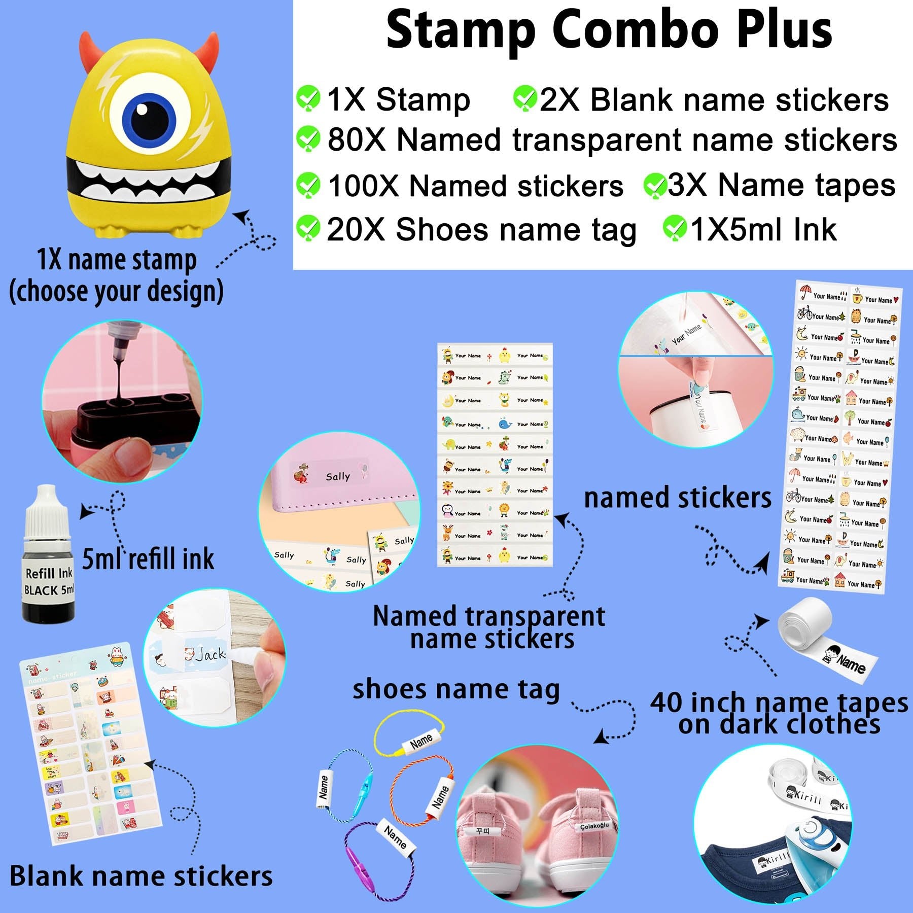 Stacy And Kirill (Stacynkirill) Name Stamp - Monster Plus Personalised Name Stamp For Kids AdultsStacy & Kirill